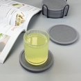 thumbnail image 2 of Posavasos Absorbentes Para Bebidas Con Soporte, 6 Paquetes De Posavasos De Silicona Con Inserto De Fieltro Suave (Posavasos De 4,3 Pulgadas Con Soporte De 4,5 Pulgadas Gris), 2 of 5