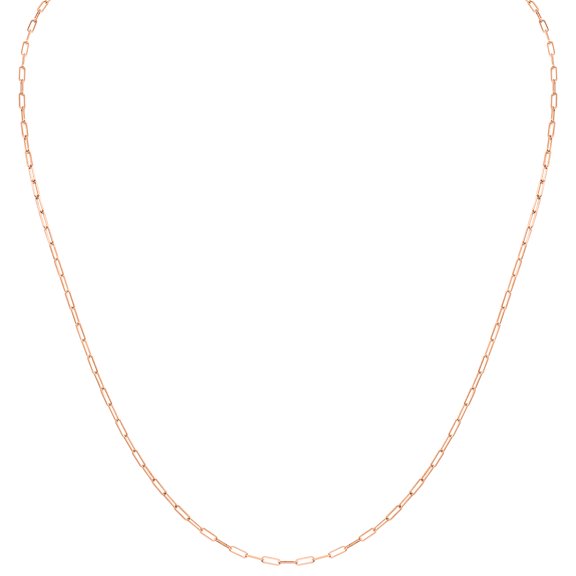 SZUL Women's 14K Pink Gold 1.5MM Dainty Paperclip Necklace With Lobster Clasp - 18 Inch