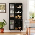 thumbnail image 4 of Costway Kitchen Pantry Cabinet with Translucent Fluted Doors & Adjustable Shelf, 4 of 10
