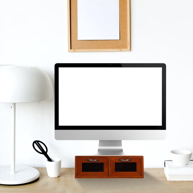 unbranded 1Ud Soporte Para Monitor Con Cajón Organizador En Madera Marrón Para Oficina