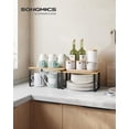 thumbnail image 3 of Cabinet Organizer Shelf, Set of 2 Kitchen Counter Shelves, Kitchen Storage, Spice Rack, Stackable, Expandable, Metal and Engineered Wood, Ink Black and Heather Greige UKCS020X02, 3 of 14
