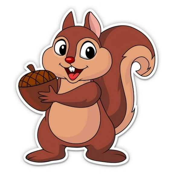 Squirrel Holding a Nut - 3" Vinyl Sticker - For Car Laptop I-Pad Phone Helmet Hard Hat - Waterproof Decal