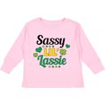 thumbnail image 3 of Inktastic Saint Patrick's Day Sassy Lil' Lassie with Shamrocks Girls Long Sleeve Toddler T-Shirt, 3 of 5