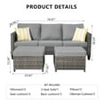 Ovios 3Piece Rattan Sectional Couch, AllWeather Wicker Patio