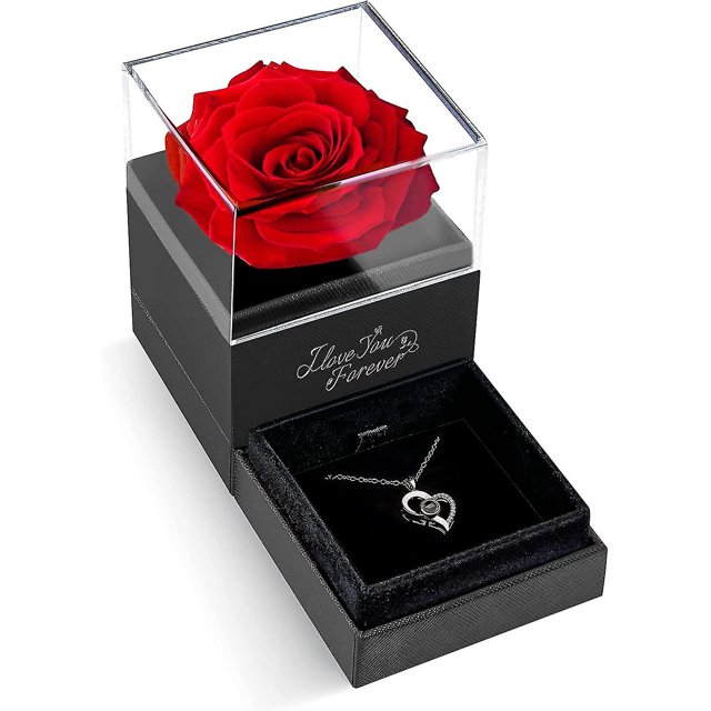 Collar Te Amo Con Rosa Roja - Regalos Románticos Para Su Esposa Novia En Aniversario Día De San Valentín Regalos De Cumpleaños Para Mujer Mamá