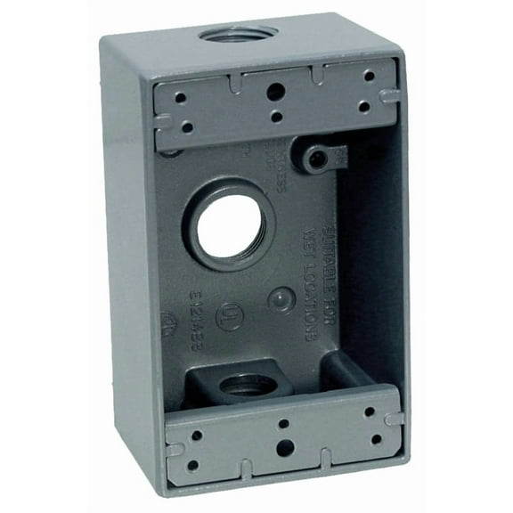 Orbit 1B75 Series 1B75-3 Weatherproof Box, 1-Gang, 2-3/4 in W, 2 in D, 4-1/2 in H, 1-Knockout, Screw Mounting, NEMA 3R