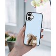 thumbnail image 5 of WIRESTER Shockproof Soft Rubber Cover Case for Apple iPhone 16 6.1" 2024, Brown Gray Squirrel On Light Blue Background, 5 of 5