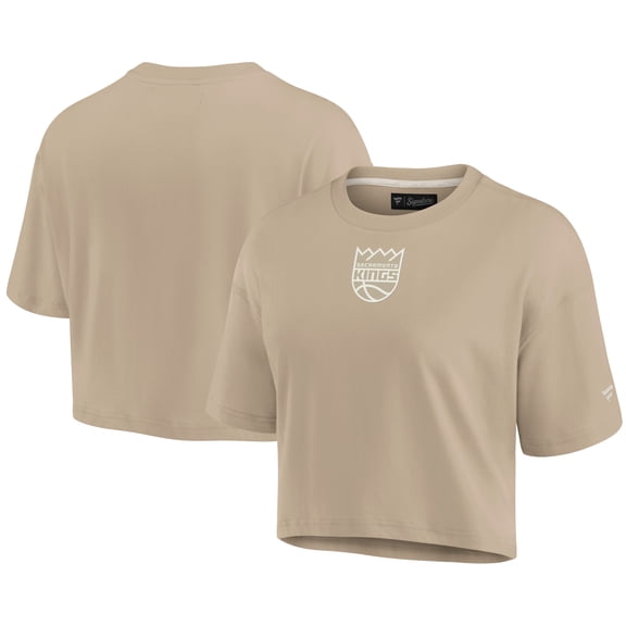 Women's Fanatics Khaki Sacramento Kings Elements Super Soft Boxy Cropped T-Shirt