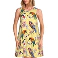 thumbnail image 1 of Easygdp Beautiful Bright Birds And Flowers para Vestido Transpirable de Mujer, Vestido Suelto de Manga Corta con Pliegues y Bolsillos para el Verano, 1 of 7