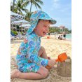 thumbnail image 6 of BemeyourBBs Toddler Baby Girl Boy Swimsuit with Sun Hat Infant Bathing Suit Coral Dinosaur Pawpaw Swim Ring Printed Long Sleeve Half Zipper Rash Guard Swimwear Summer Beachwear, 6 of 9