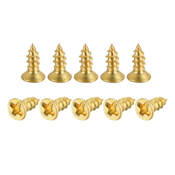 Brass Wood Screws, M2.5x6mm Phillips Flat Head Self Tapping Connector for Door Hinges, Wooden Furniture, 50Pack