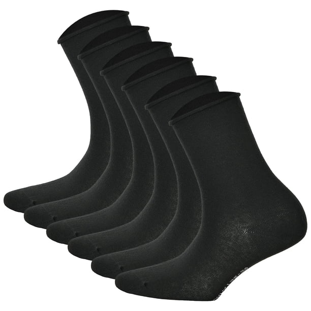 Hudson 6 pares de calcetines para mujer - Only 6-pack, calcetines cortos, borde enrollable, Unicolor Negro 35-38