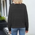 thumbnail image 4 of cfhntfmh Women's Fall Long Sleeve Sweaters Crochet Crew Neck Solid Color Knit Pullover Hollow out Sweater Tops（Black,Large), 4 of 6