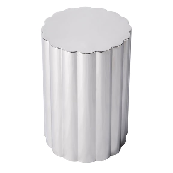 HomeRoots 634872 18 in. Silver Stainless Steel Block End Table
