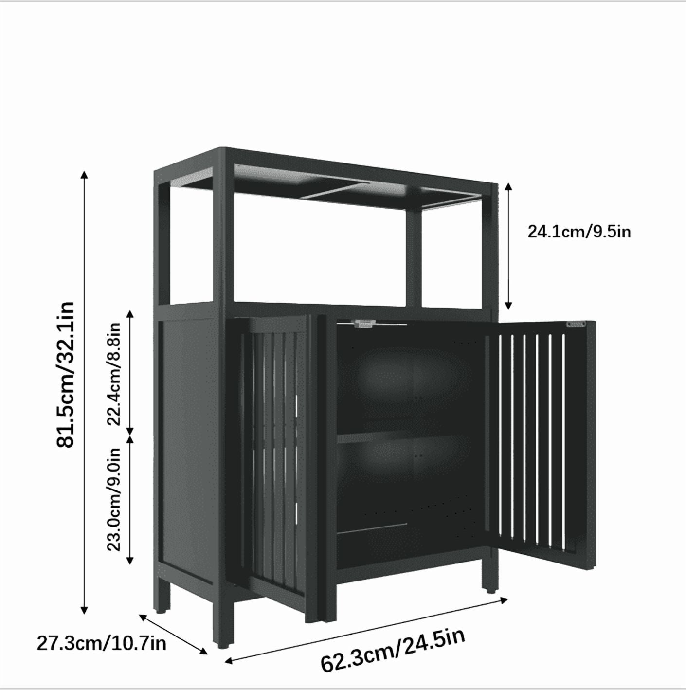 Yoneston 3-Tier Bamboo Bathroom Shelf Storage Cabinet, Freestanding Floor Cabinet with 2 Doors for Entryway, Living Room, Black