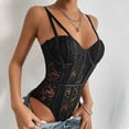 thumbnail image 5 of Lovskoo Women Cute Sleepwear Bodysuit Mesh Teddy Sheer Lace Bustier Corset Waist Cincher Overbust One Piece Babydoll Black, 5 of 5