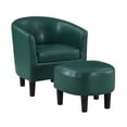 thumbnail image 2 of Convenience Concepts Take a Seat Churchill Accent Chair with Ottoman, Forest Green Faux Leather, 2 of 10