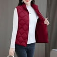 thumbnail image 4 of Nmnitkp Womens Puffer Vest Sleeveless Lightweight Winter Jackets Quilted Zip Up Coats Stand Collar Padded Outerwear Vests Red,2XL, 4 of 9