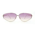 thumbnail image 2 of Narrow Tapered Side Tear Drop Shape Metal Rim Hipster Sunglasses Gold - Purple Brown, 2 of 4