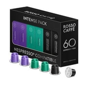 Rosso Caffe Extra Dark Espresso Pods, Variety pack, 60 Ct, Compatible with Nespresso Machines