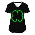 thumbnail image 1 of Birdeem Mode de la Saint-Patrick pour Femmes, Col en V, Décontracté, Manches Courtes, Imprimé, Poches, Hauts Blouse pour Dames, 1 of 4