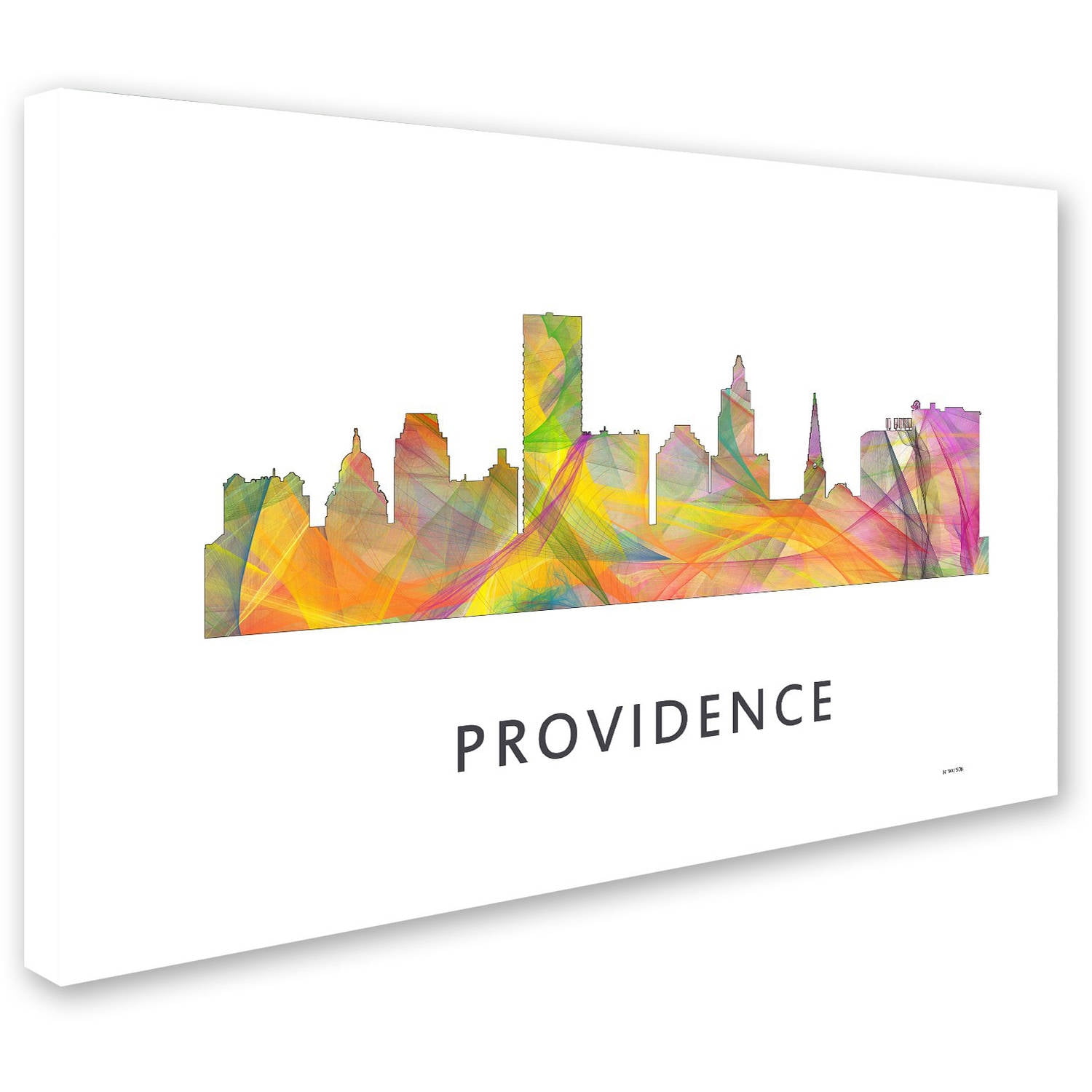 Trademark Fine Art 'Providence Rhode Island Skyline WB-1' Canvas Art by Marlene Watson