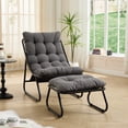 thumbnail image 3 of Jopath Outdoor Lounge Chair with Ottoman, Comfy Sling Recliner Chair with Puffy Cushion and Foot Stool for Living Room Bedroom Reading Room Gray, 3 of 9