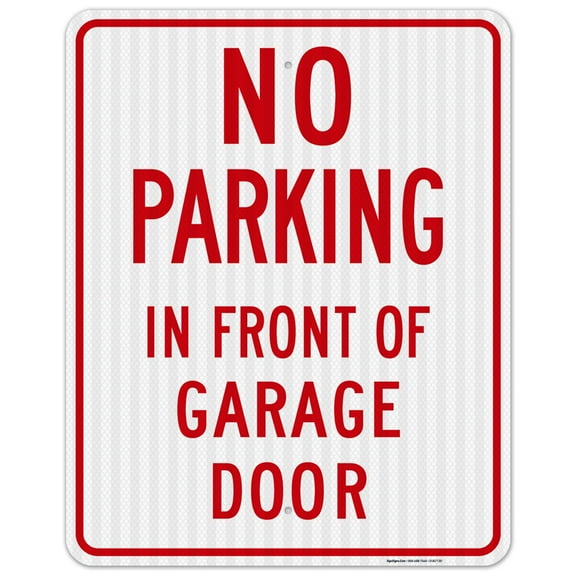 No Parking Sign, No Parking in Front of Garage Door Red Sign,