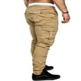 thumbnail image 3 of Men‘s Cargo Pants Slim Fit Sweatpants Jogger Drawstring Elastic Outdoor Trousers with Pockets Navy blue XL, 3 of 3