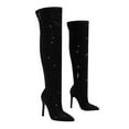 thumbnail image 6 of Dakaela Women's Glitter Stiletto Heels Pointed Toe Over the Knee Thigh High Boots Wide Calf Long Boot, 6 of 8