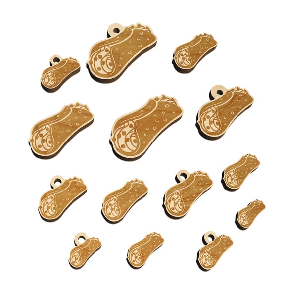 Cannoli Italian Dessert Wood Mini Charms Shapes DIY Craft Jewelry - With Hole - 25mm (7pcs)