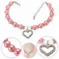 thumbnail image 4 of Heart Shape Cat and Dog Jewelry Pearl Necklace Diamond-studded Pet Accessories Collar Necklaces Pet Collar Pendants WHITE L, 4 of 8