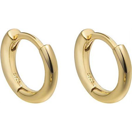 S.Leaf Bianca 14K White Gold Hoop Female Earrings with Swarovski Crystals, Adult(Gold)