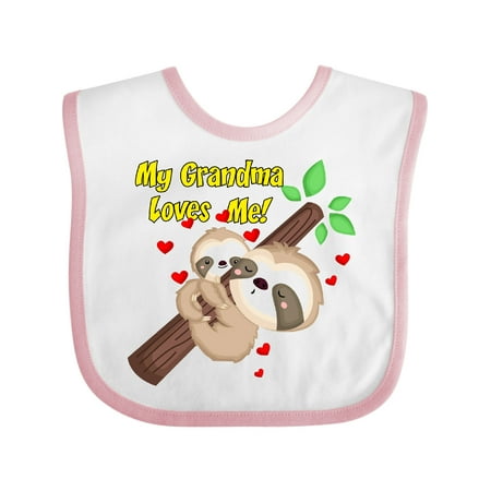 

Inktastic My Grandma Loves Me Sloth Gift Baby Boy or Baby Girl Bib