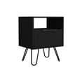 thumbnail image 2 of Black Nightstand With Two Shelves, Hairpin Legs, Single Drawer, Particle Board Design Drawer Nightstand, Finish, Crafted, 2 of 3