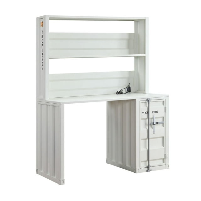 ACME Cargo Desk & Hutch in White