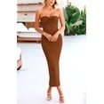 thumbnail image 3 of Vestido PRETTYGARDEN Strapless Ajustado con Nudo Torcido Marrón Talle S, 3 of 8