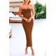 thumbnail image 3 of Vestido PRETTYGARDEN Strapless Ajustado con Nudo Torcido Marrón Talle S, 3 of 8