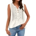 thumbnail image 6 of Women's Cotton Linen Vest, V Neck Sleeveless Embroidered Tank Top, Bohemian Style Casual Summer Top for Beach, Travel, Daily Wear and Layering-White, 6 of 8