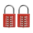 thumbnail image 1 of Candado de Combinación de 10 Dígitos Uxcell con Botón de Presión para Taquillas, Aleación de Zinc y Acero Rojo, 2 Piezas, 1 of 5