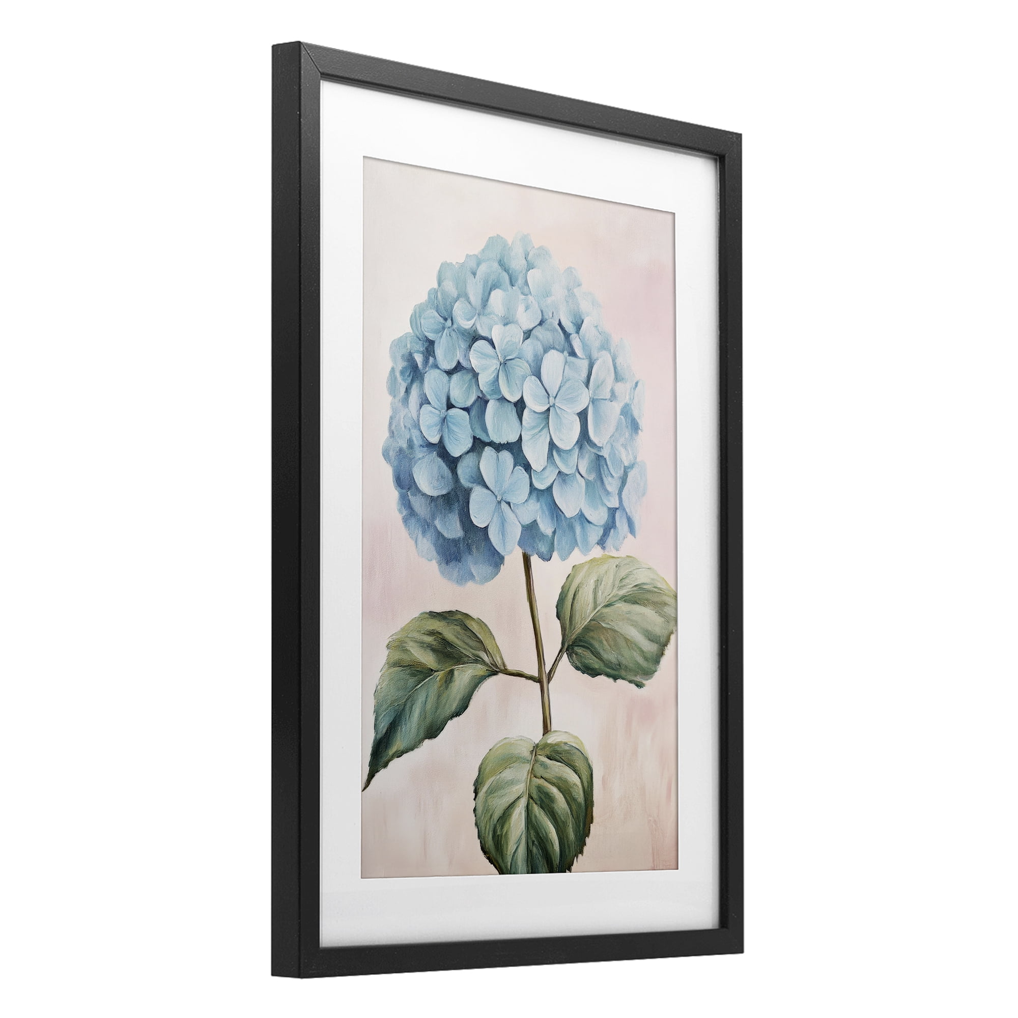 Stupell Industries Delicate Baby Blue Hydrangea Black Framed Print Under Glass, design by Petal Prints Design
