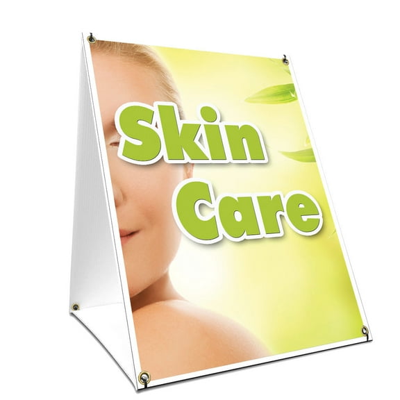 A-frame Sidewalk Skin Care Sign With Graphics On Each Side | 24" X 36" Print Size