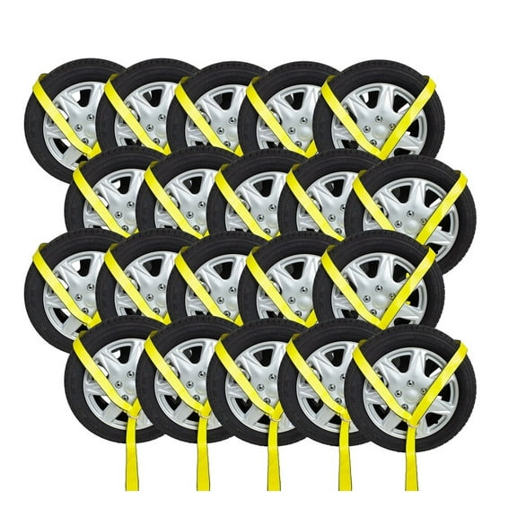 (20 Pack) 2"x12' Winch Lasso Strap w/ "O" Ring Auto Tow Tie Down Wheel Net