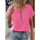 thumbnail image 3 of Blusa con Cremallera para Mujer, de Poliéster, con Botones y Corta, Ideal para el Tiempo Libre, Color Rosa XXL, 3 of 6