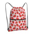 thumbnail image 2 of Wukai Strawberries Waterproof Drawstring Backpack with Zipper Pocket,Large Foldable Gym Bag for Women and Men, Perfect for Sports, Yoga, and Travel, 2 of 8