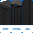 thumbnail image 2 of Dextrus 30 Gallon Rattan Resin Deck Box, Black Weather Resistant Lockable Outdoor Storage Box, Multipurpose Indoor Outdoor Container for Patio Cushions, Garden Tools and Daily Essentials, 2 of 8