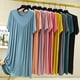 thumbnail image 1 of Camisón para mujer, ropa de dormir suave, plisado, cómodo vestido de dormir de manga corta JadeP Camisón de cuello redondo para mujer, 1 of 8