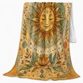 thumbnail image 2 of Smiling Sun with Moon Phases and Flowers, Dreamy Celestial Style for Sun Lovers, Botanical Solar Chart Motif and Housewarming Gift, Soft Flannel Blanket for Bedroom and Reading Nook, Home Decor, 2 of 8