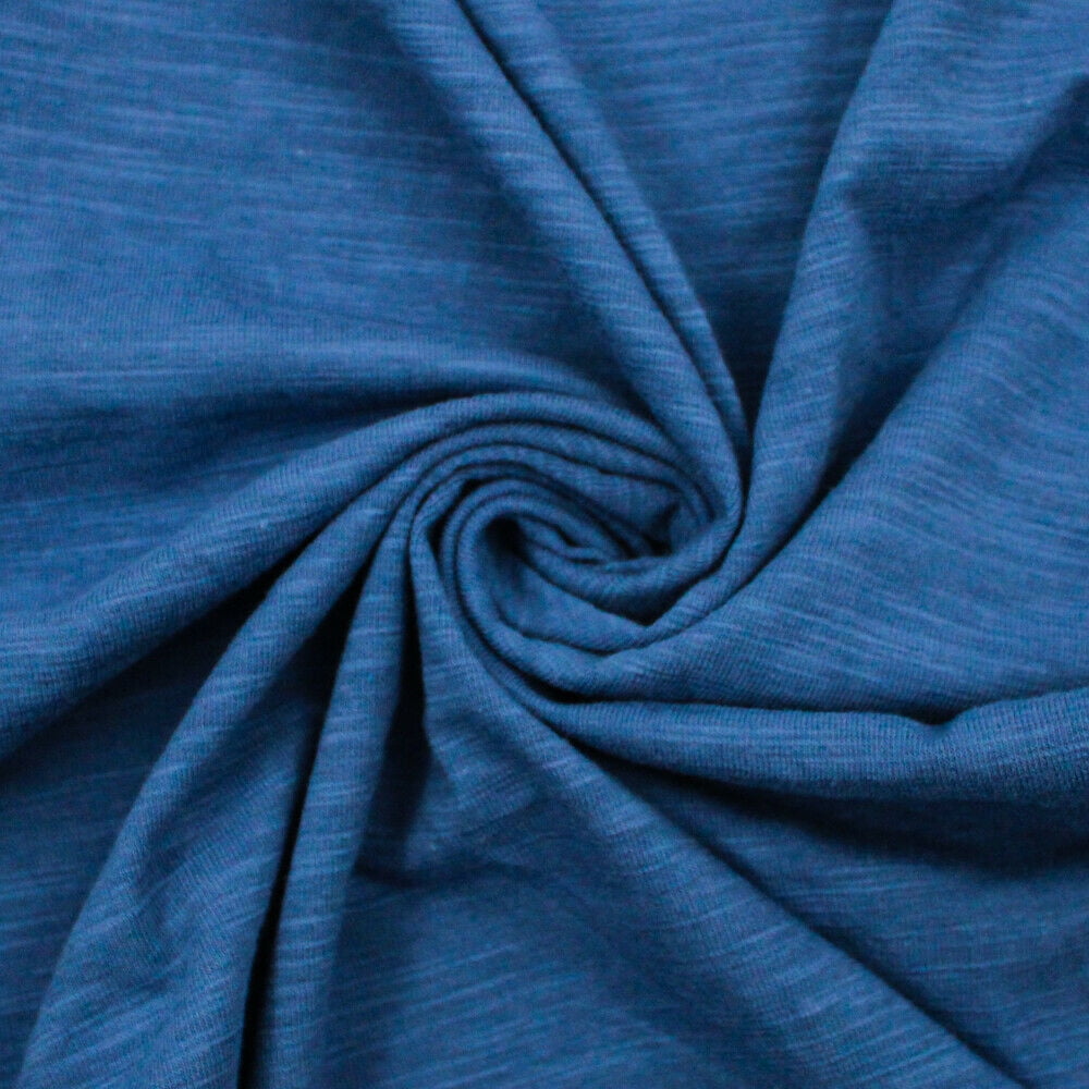 FREE SHIPPING!!! Denim Solid Slub Cotton Spandex Jersey Knit Fabric