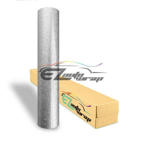 EZAUTOWRAP Gloss Glitter Silver Metallic Sparkle Glossy Car Vinyl Wrap Vehicle Sticker Decal Film Sheet With Air Release Technology